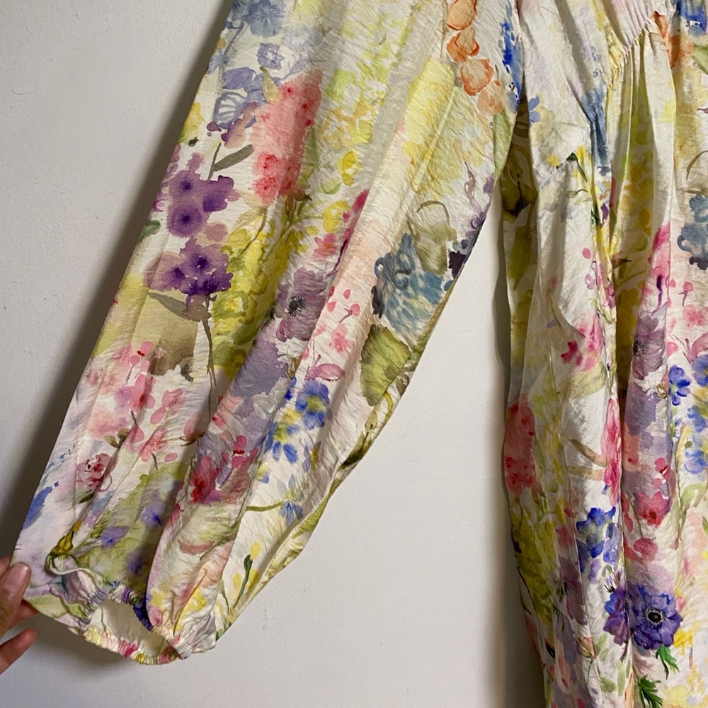 H&M Floral Long Sleeve Mini Dress – XS – LivaEco Viscose Boho Cottagecore - Picture 5 of 8